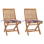 vidaXL Chaises de jardin lot de 2 avec coussins à carreaux rouge Teck