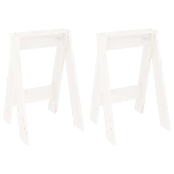 vidaXL Tabourets lot de 2 blanc 40x40x60 cm bois massif de pin