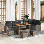 Ensemble de 10 pièces de sofa de jardin avec coussins gris en rattan poly acacia