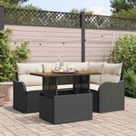 vidaXL Ensemble de canapé de jardin 5 Pièces Noir Poly rotin