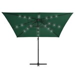 vidaXL Parasol déporté avec LED et mât en acier 250x250 cm Vert