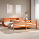 vidaXL Lit bibliothèque sans matelas cire marron 200x200 cm pin massif