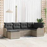 vidaXL Ensemble de canapé de jardin 6 Pièces Gris clair Poly rotin