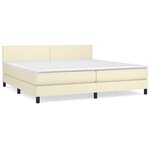 vidaXL Sommier à lattes de lit avec matelas Crème 200x200cm Similicuir