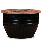 vidaXL Table basse Bois de récupération massif Forme de baril Noir