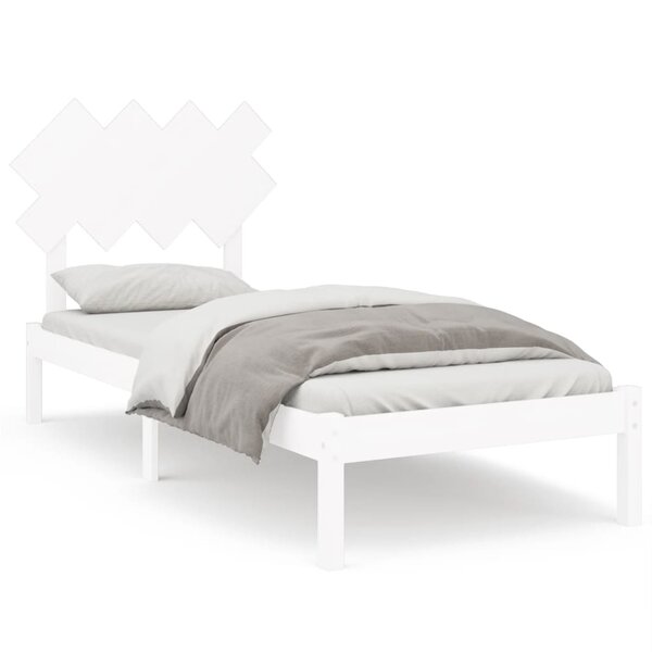 vidaXL Cadre de lit Blanc 90x200 cm Bois massif