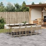 vidaXL Ensemble à manger de jardin et coussins 11 Pièces beige poly rotin