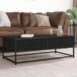 vidaXL Table basse noir 100x50x35 cm bois d'ingénierie et métal