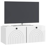 vidaXL Meuble TV mural Montage mural Blanc brillant 78 5 x 31 x 30 cm
