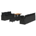 Ensemble de Canapés de Jardin de 10 Pièces avec Coussins Noir en Rattan Poly
