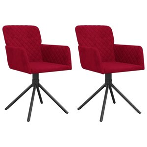 vidaXL Chaises pivotantes à manger lot de 2 Rouge bordeaux Velours