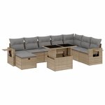 vidaXL Salon de jardin avec coussins 9 Pièces beige résine tressée