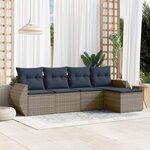 vidaXL Salon de jardin 5 Pièces avec coussins gris résine tressée