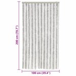 vidaXL Rideau anti-mouches gris clair et blanc 100x200 cm chenille