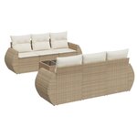 vidaXL Salon de jardin avec coussins 7 Pièces beige résine tressée