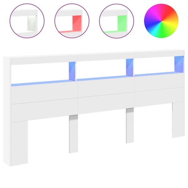 vidaXL Armoire tête de lit avec LED blanc 220x17x102 cm