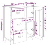 vidaXL Buffet gris béton 69 5x34x90 cm bois d'ingénierie