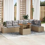 vidaXL Ensemble de canapé de jardin 7 Pièces Beige Poly rotin