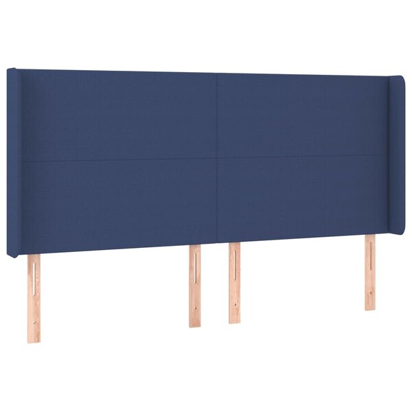 vidaXL Tête de lit avec oreilles Bleu 183x16x118/128 cm Tissu