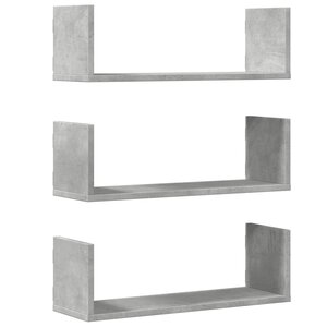 vidaXL Étagères murales 3 Pièces gris béton 58x18x18 cm bois d'ingénierie