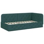 vidaXL Cadre de lit d'angle avec matelas Vert foncé 90 x 200 cm tissu