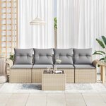 vidaXL Ensemble de Canapés avec coussin 5 Pièces Beige polyrotin