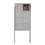 Bloc collectif Leabox  2x4  grade 3  simple face  Extérieur  fixation sur pieds à sceller  Gris clair RAL 7035 finition brillante