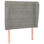 vidaXL Tête de lit avec oreilles Gris clair 93x23x118/128 cm Velours