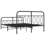 vidaXL Cadre de lit métal sans matelas avec pied de lit noir 150x200cm
