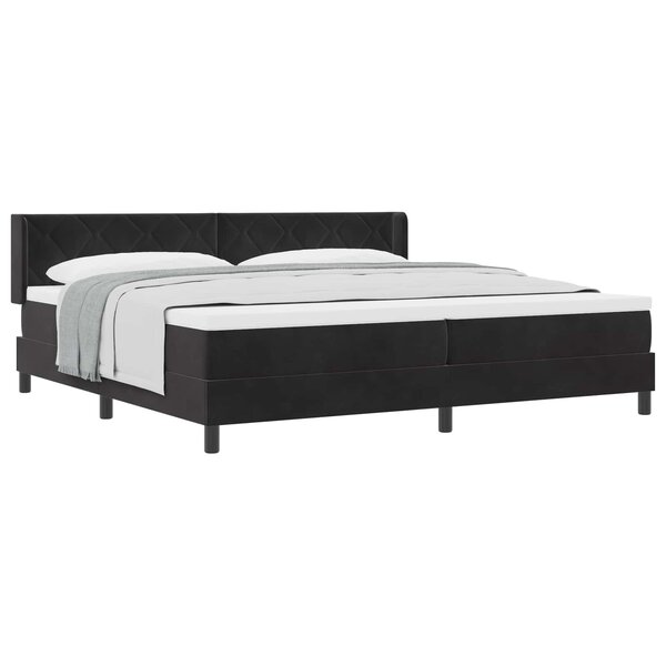 vidaXL Lit à ressorts avec matelas Noir 200 x 200 cm Polyester