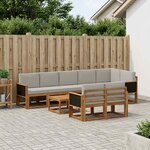 vidaXL Ensemble de canapés d'extérieur 9 Pièces Naturel et gris clair