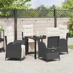 vidaXL Ensemble de salle à manger pour jardin 5 Pièces Noir Poly rotin