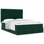 vidaXL Cadre de lit ottoman avec matelas vert foncé 140x190 cm velours