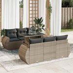 vidaXL Salon de jardin avec coussins 7 Pièces gris résine tressée