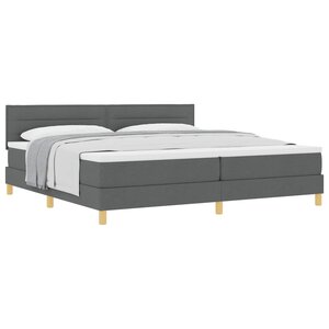 vidaXL Lit à ressorts avec coussin Gris foncé 200 x 200 cm tissu