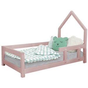 Lit cabane enfant POPPI 90 x 190 rose pastel 1