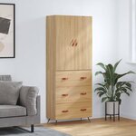 vidaXL Buffet haut Chêne sonoma 69 5x34x180 cm Bois d'ingénierie