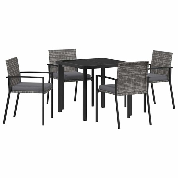 vidaXL Ensemble de salle à manger pour jardin 5 Pièces Gris Poly rotin