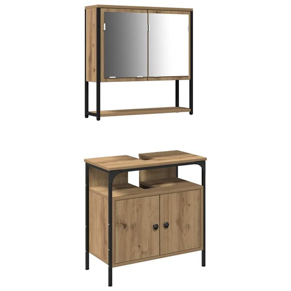 vidaXL Ensemble de mobilier de salle de bain avec étagère 2 Pièces Marron
