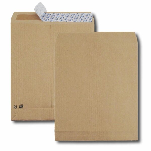 Paquet de 50 sacs à soufflets kraft brun 26 280x375 120 g/m² bande de protection GPV