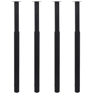 vidaXL Pieds de table télescopiques 4 Pièces Noir 710 mm - 1100 mm