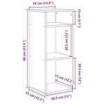 vidaXL Bibliothèque vieux bois 34x31x80 cm bois d'ingénierie