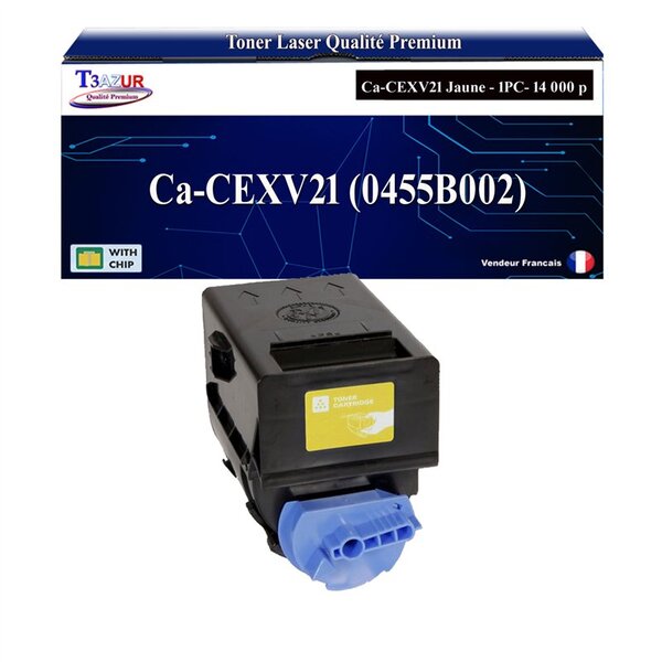 T3AZUR -Toner compatible avec Canon CEXV21 (0455B002) pour Canon IR-C2380i C2550 C2880 C3080 C3380 C3480 C3580 - Jaune