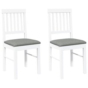 vidaXL Chaises à manger coussins 2 Pièces blanc bois massif caoutchouc