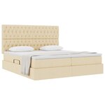vidaXL Lit de Rangement avec tête de lit Crème 180 x 200 cm Tissu