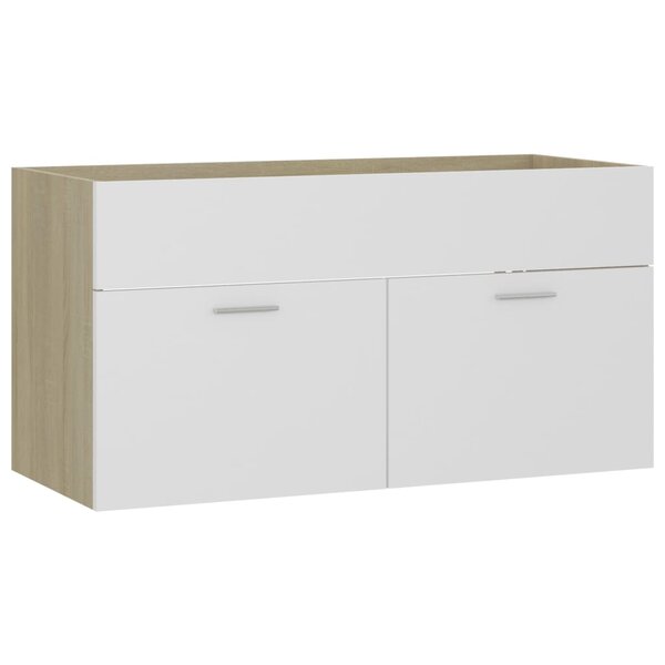 vidaXL Armoire d'évier Blanc et chêne sonoma 90x38 5x46 cm Aggloméré
