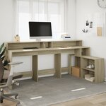 vidaXL Bureau avec lumières LED chêne sonoma bois d'ingénierie