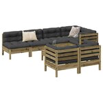 vidaXL Salon de jardin 8 Pièces avec coussins bois de pin imprégné