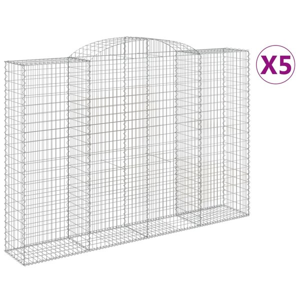 vidaXL Paniers à gabions arqués 5 Pièces 300x50x200/220 cm fer galvanisé