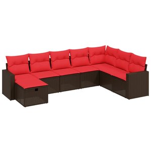 vidaXL Salon de jardin 8 Pièces avec coussins marron résine tressée